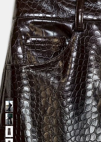 Deri Yılan Desenli Kadın Bol Paça Pantolon - Görsel 8