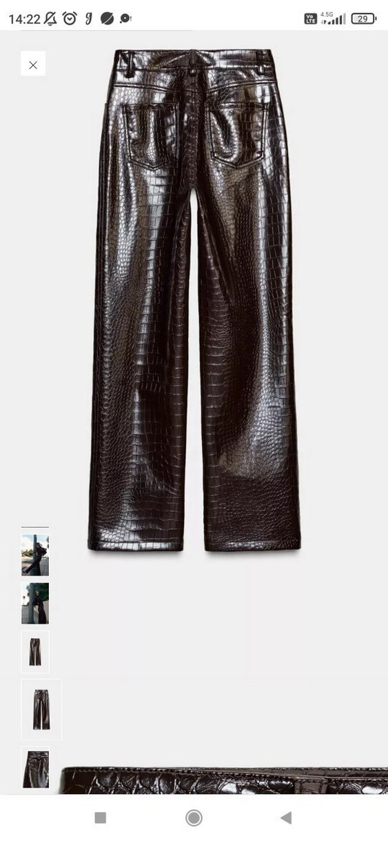 Deri Yılan Desenli Kadın Bol Paça Pantolon - Görsel 4