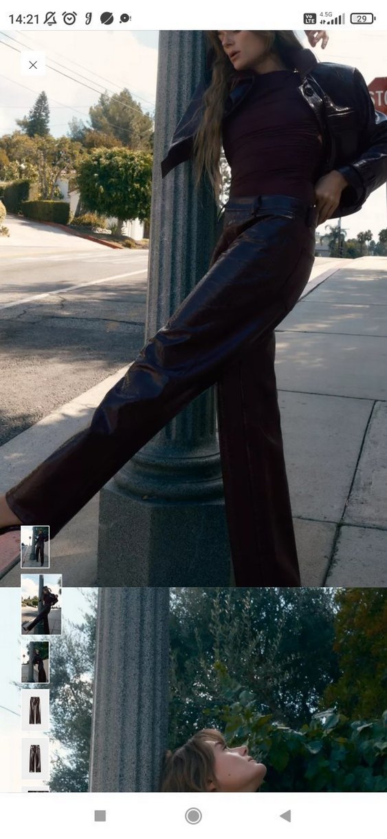 Deri Yılan Desenli Kadın Bol Paça Pantolon - Görsel 2