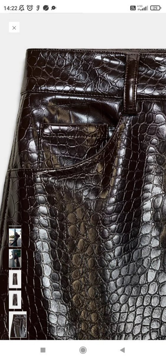 Deri Yılan Desenli Kadın Bol Paça Pantolon - Görsel 5