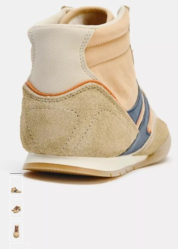 Bej Süet Dolgu Topuklu Bağcıklı Kadın Spor Ayakkabı - Görsel 3