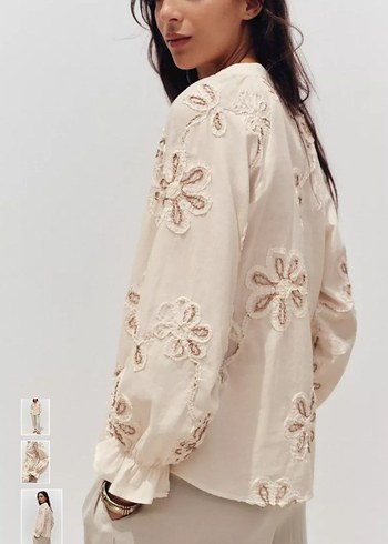 Nakışlı Dantel Detaylı Bohem Kadın Bluz - Görsel 3