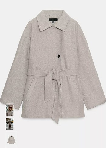 Düğmeli ve Kemerli Bej Kaban - Görsel 5