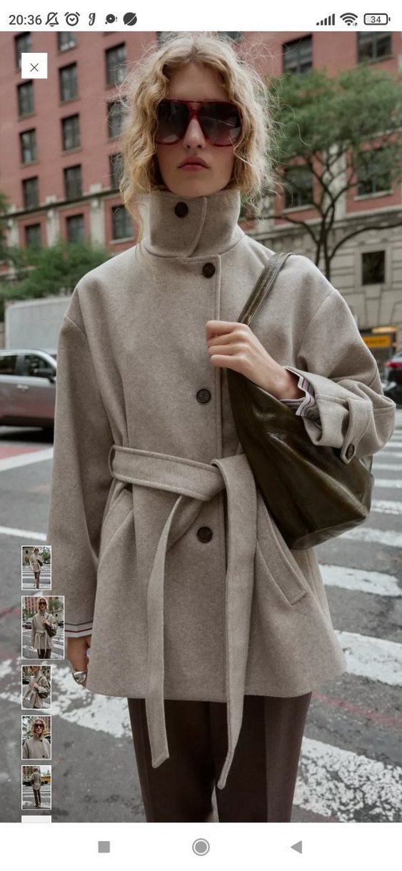 Düğmeli ve Kemerli Bej Kaban - Görsel 2