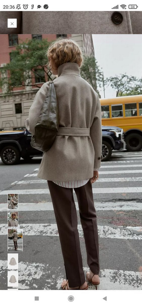 Düğmeli ve Kemerli Bej Kaban - Görsel 4