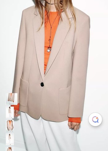 Zara Bej Kadin Tek Dugmeli Blazer Ceket