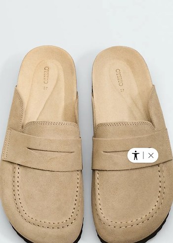 Oysho Osyho Bej Suet Loafer Terlik
