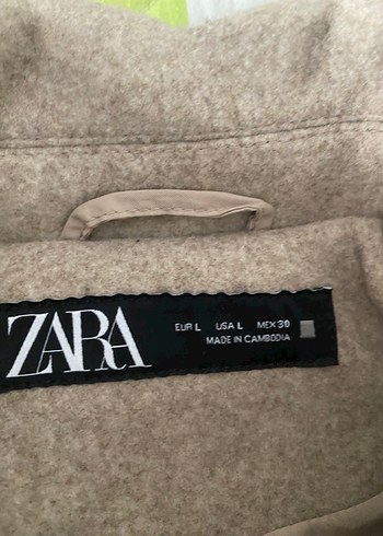 Zara Bej Midi Fermuarlı Kadın Kaban