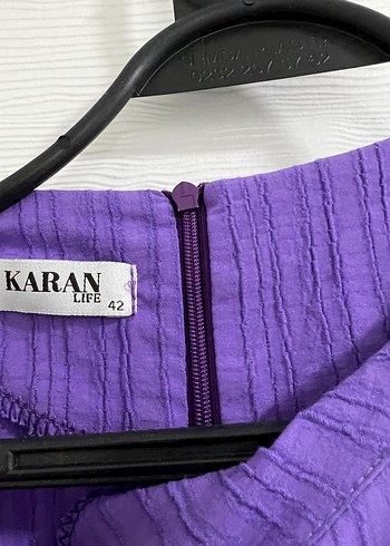 44 Beden Mor Pilili Uzun Kollu Kadın Elbise