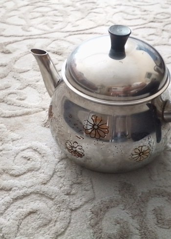 Çiçek Desenli Gri Beyaz Çaydanlık - Görsel 5