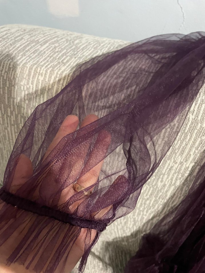 Mor Dantel Detaylı Straplez Midi Elbise - Görsel 4