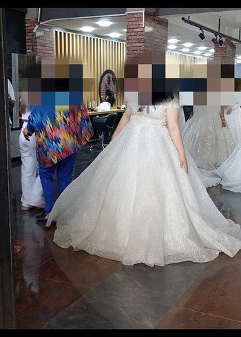 İnci Detaylı Uzun Beyaz Prenses Gelinlik - Görsel 7