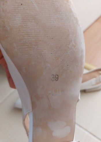 39 Beden beyaz Renk Beyaz Blok Topuklu Kadın Babet