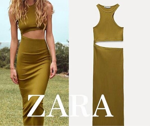 ZARA ELBİSE YAĞ YEŞİLİ