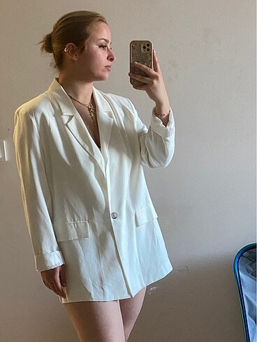 l Beden beyaz Renk Defacto blazer ceket