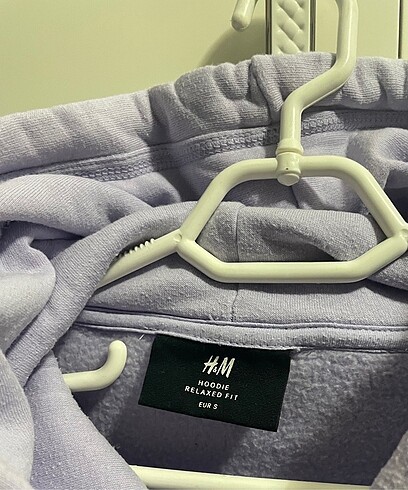 H&M az giyilmis oversize hoodie lila renk