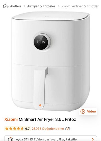 Xiaomi Mi Smart Air Fryer 3,5L Beyaz Fritöz