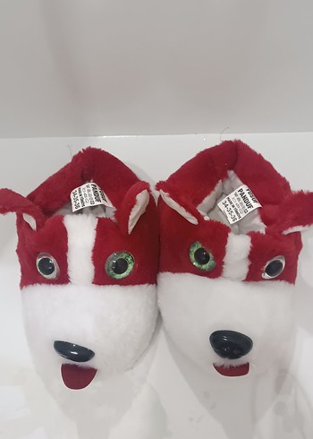 Kırmızı Peluş Hayvanlı Terlik - Görsel 2