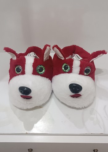 Kırmızı Peluş Hayvanlı Terlik - Görsel 3