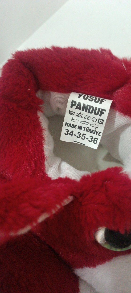 Kırmızı Peluş Hayvanlı Terlik - Görsel 4