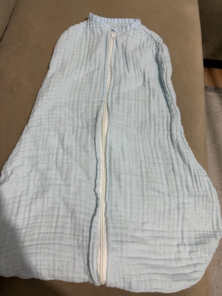 Mavi Keten Bebek Uyku Tulumu - Görsel 4