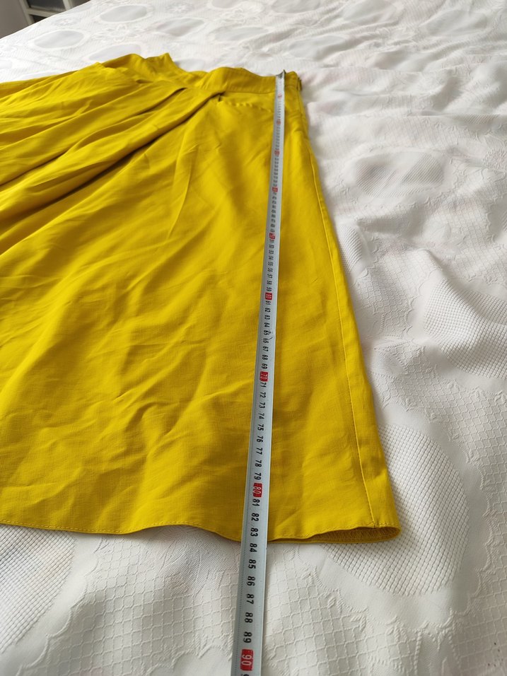 Kadın Sarı Pilili Midi Etek - Görsel 5