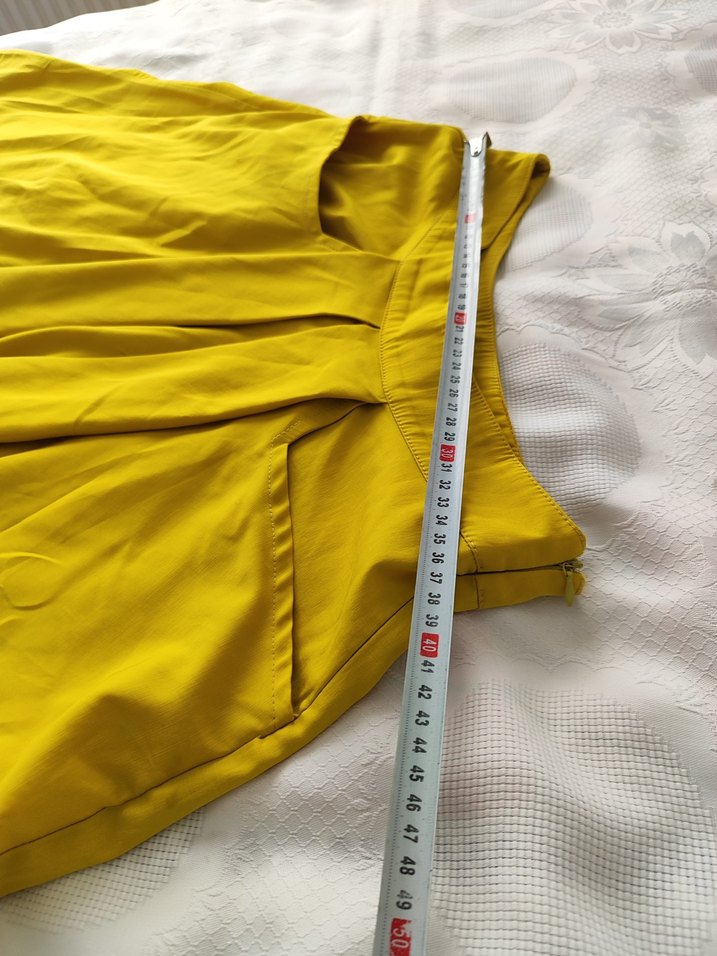 Kadın Sarı Pilili Midi Etek - Görsel 4