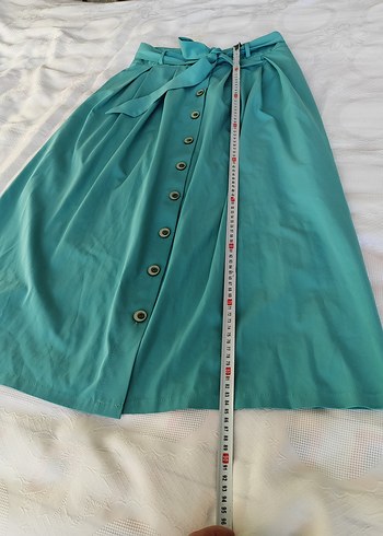 Düğmeli Turkuaz Uzun Etek - Görsel 6