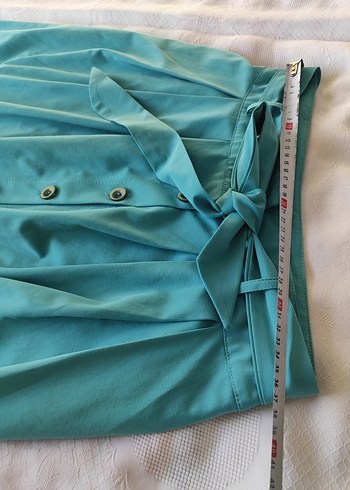 Düğmeli Turkuaz Uzun Etek - Görsel 5