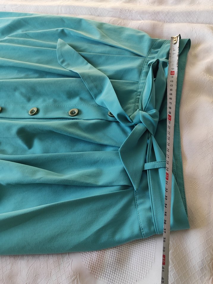 Düğmeli Turkuaz Uzun Etek - Görsel 5