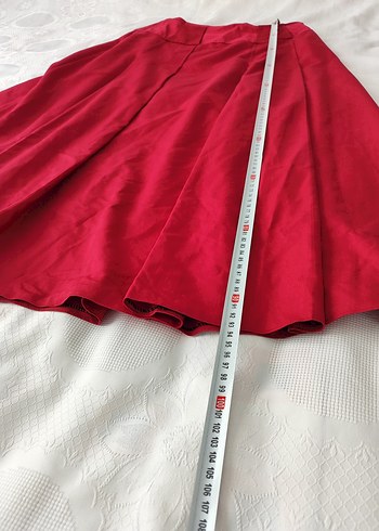 Kadın Kırmızı Pilili Midi Etek - Görsel 5