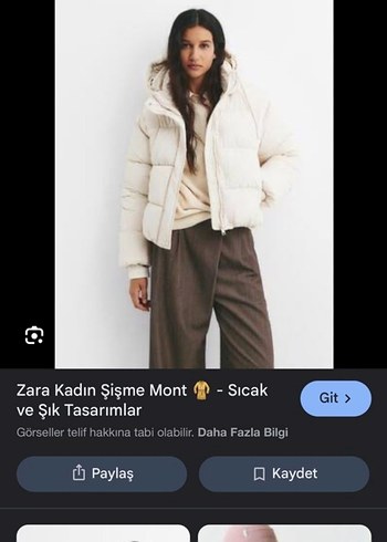 Zara Bej Kadın Zara Mont, Yüksek Yaka, Salaş Kesim