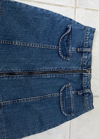 Koton Koyu Mavi Denim Mini Etek