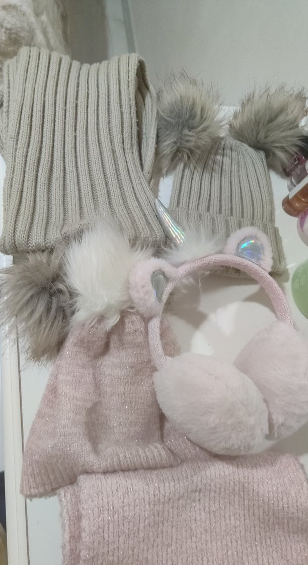 Çocuk Gri Triko Bere ve Atkı Seti - Görsel 3