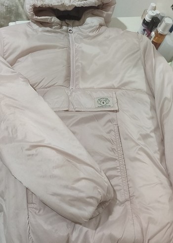 Pembe Kapüşonlu Fermuarlı Kadın Kış Montu - Görsel 2