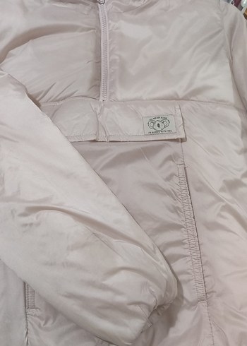 Pembe Kapüşonlu Fermuarlı Kadın Kış Montu - Görsel 3