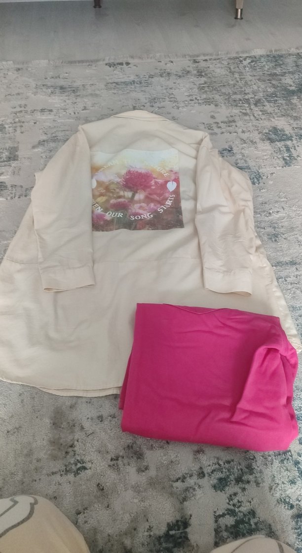 Kız Çocuk Pembe gömlek tunik - Görsel 2