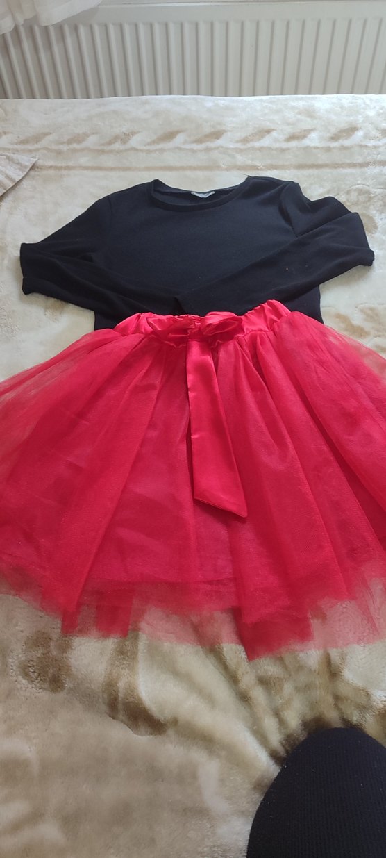 Kız Çocuk Koyu Kırmızı Drapeli Etek - Görsel 2