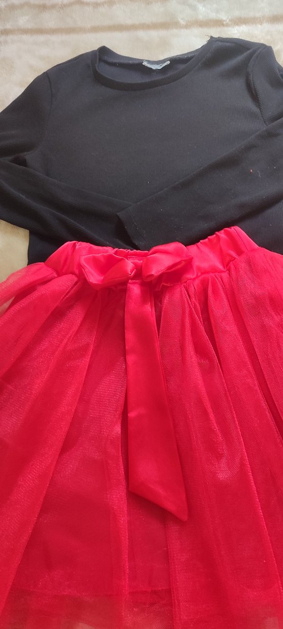 Kız Çocuk Koyu Kırmızı Drapeli Etek - Görsel 3