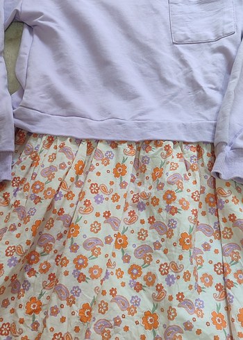 Bohem Tarz Mor Nakışlı Kız Elbisesi - Görsel 3