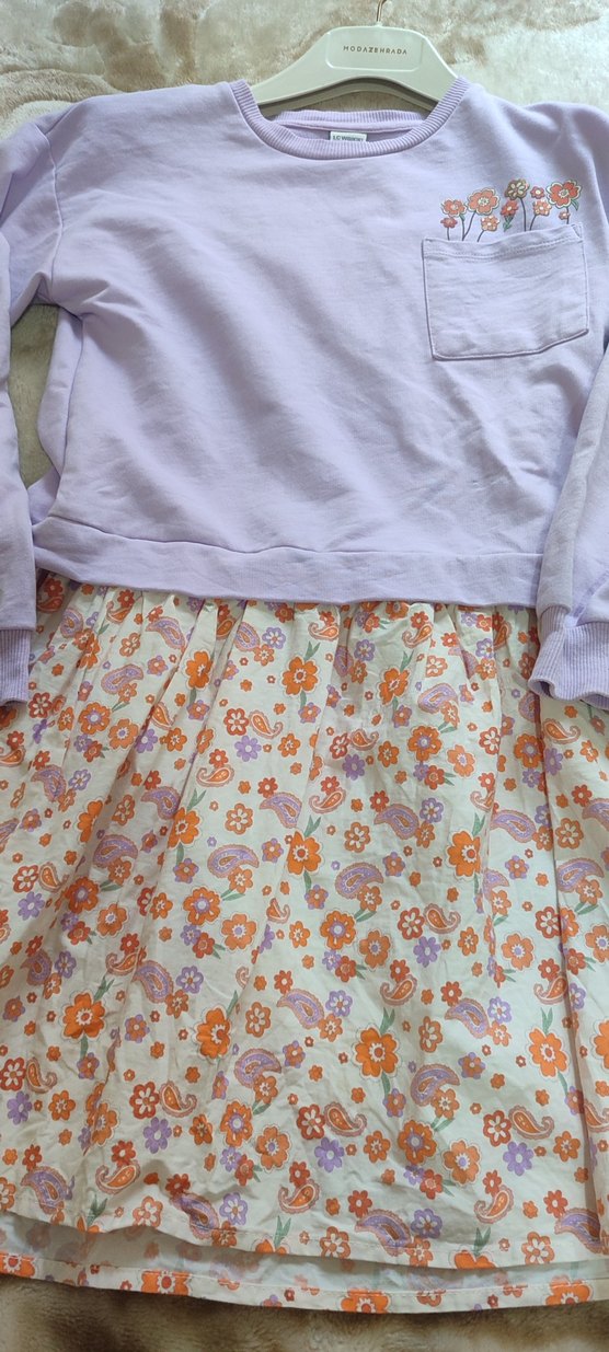 Bohem Tarz Mor Nakışlı Kız Elbisesi - Görsel 3