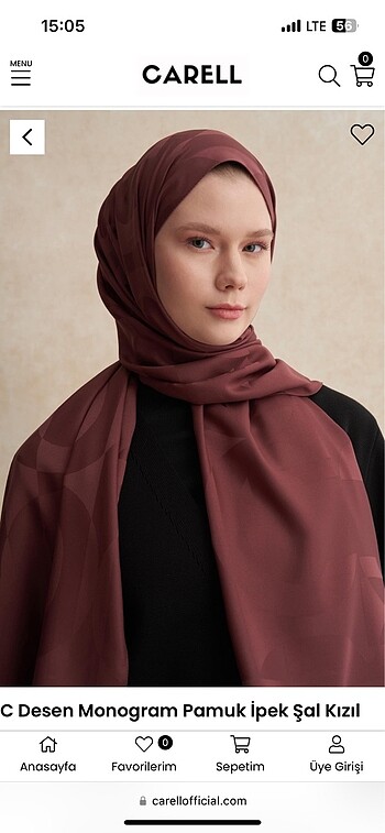 Suud Collection Carell şal kızıl kahve