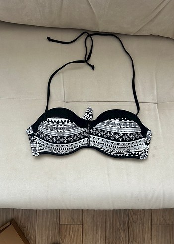 Siyah Desenli Bohem Bikini Üstü