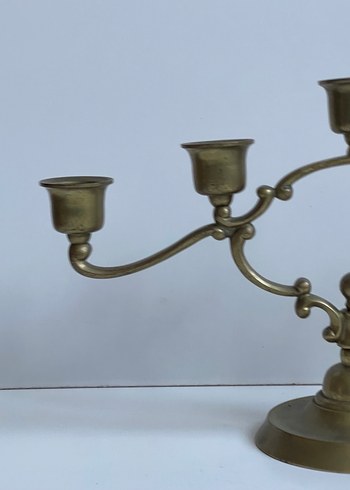 Beş Kollu Altın Renk Metal Şamdan - Görsel 6