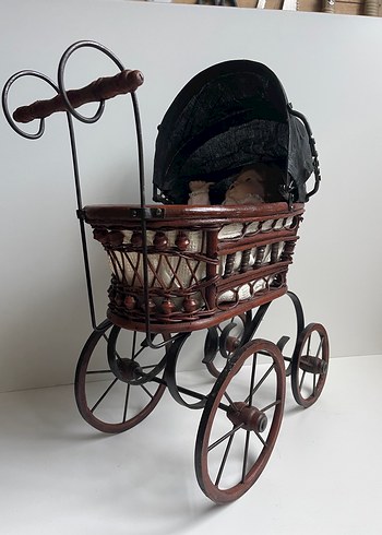 Koyu Kahverengi Ahşap Bebek Arabası - Görsel 10