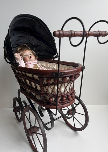 Koyu Kahverengi Ahşap Bebek Arabası - Görsel 7