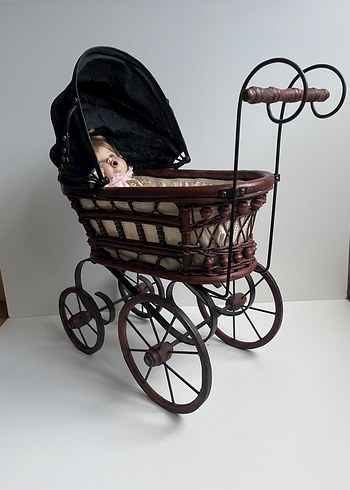 Koyu Kahverengi Ahşap Bebek Arabası - Görsel 13