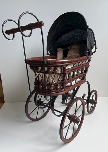 Koyu Kahverengi Ahşap Bebek Arabası - Görsel 12