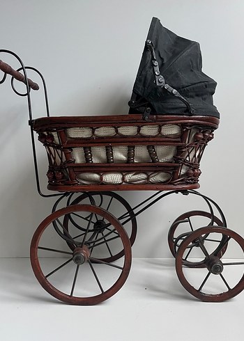 Koyu Kahverengi Ahşap Bebek Arabası - Görsel 15