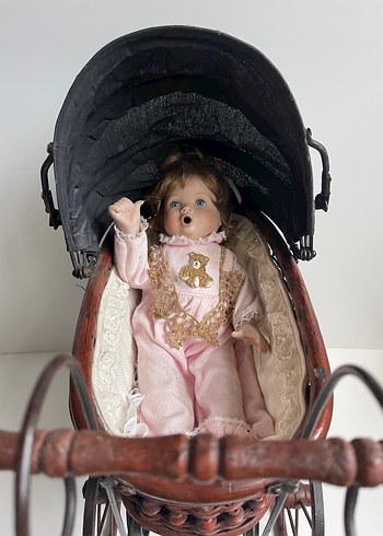 Koyu Kahverengi Ahşap Bebek Arabası - Görsel 17